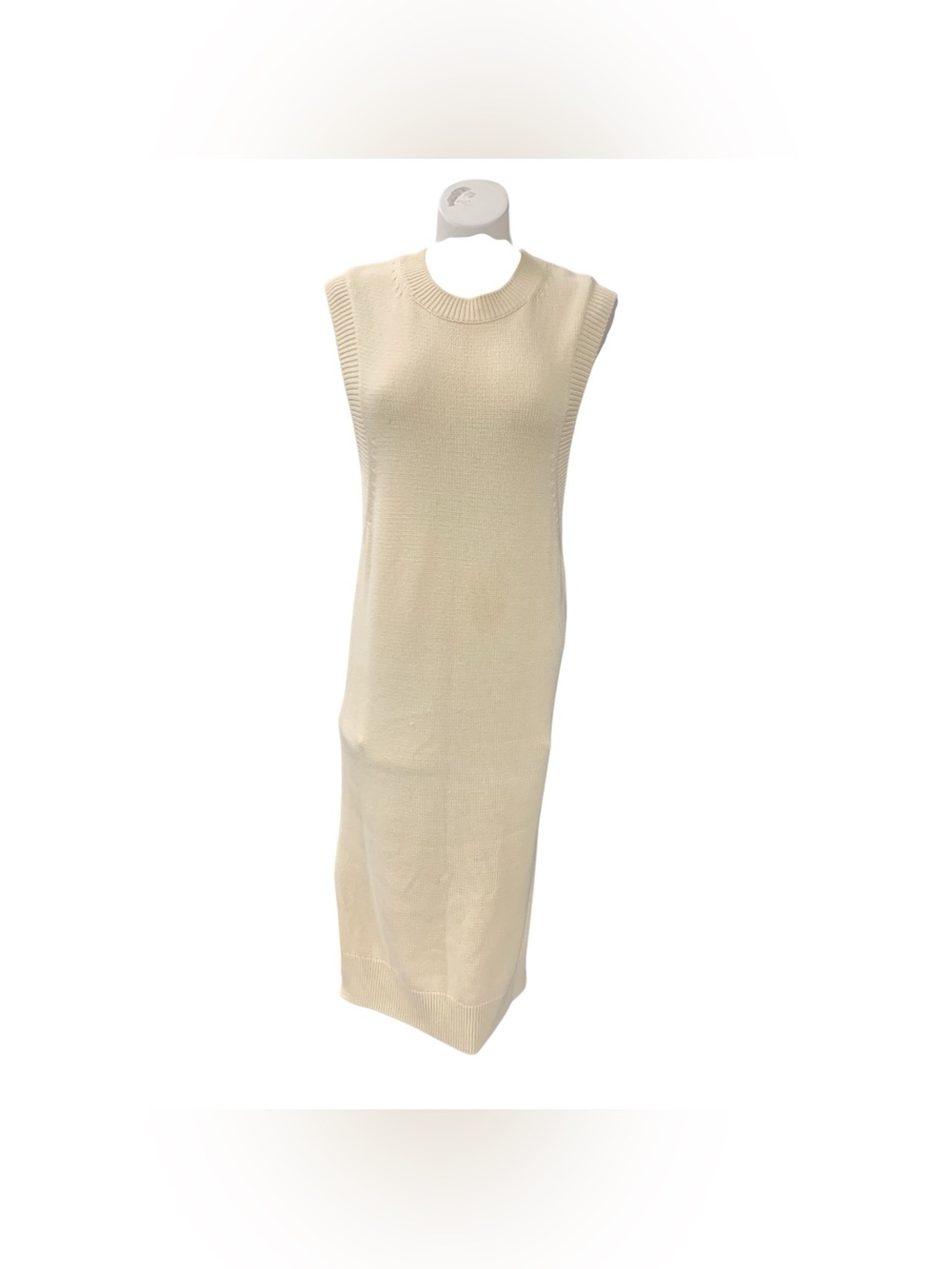 H&M Sleeveless Knit Midi Dress in Cream Size S